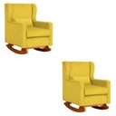 Ver imagem 1 de Kit 2 Poltrona Aurora Balanço Vovo Suede Amarelo - Fm