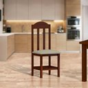 Ver imagem 2 de Kit com 2 Cadeiras de Jantar Madeira Maciça Estofado Castanho Material Sintético Bege Repleta