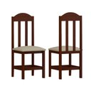 Ver imagem 1 de Kit com 2 Cadeiras de Jantar Madeira Maciça Estofado Castanho Material Sintético Bege Repleta
