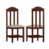 Kit com 2 Cadeiras de Jantar Madeira Maciça Estofado Castanho Material Sintético Bege Repleta - 1