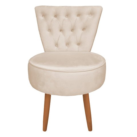 Poltrona Decorativa Royal Capitone de Luxo Slk Decor Bege