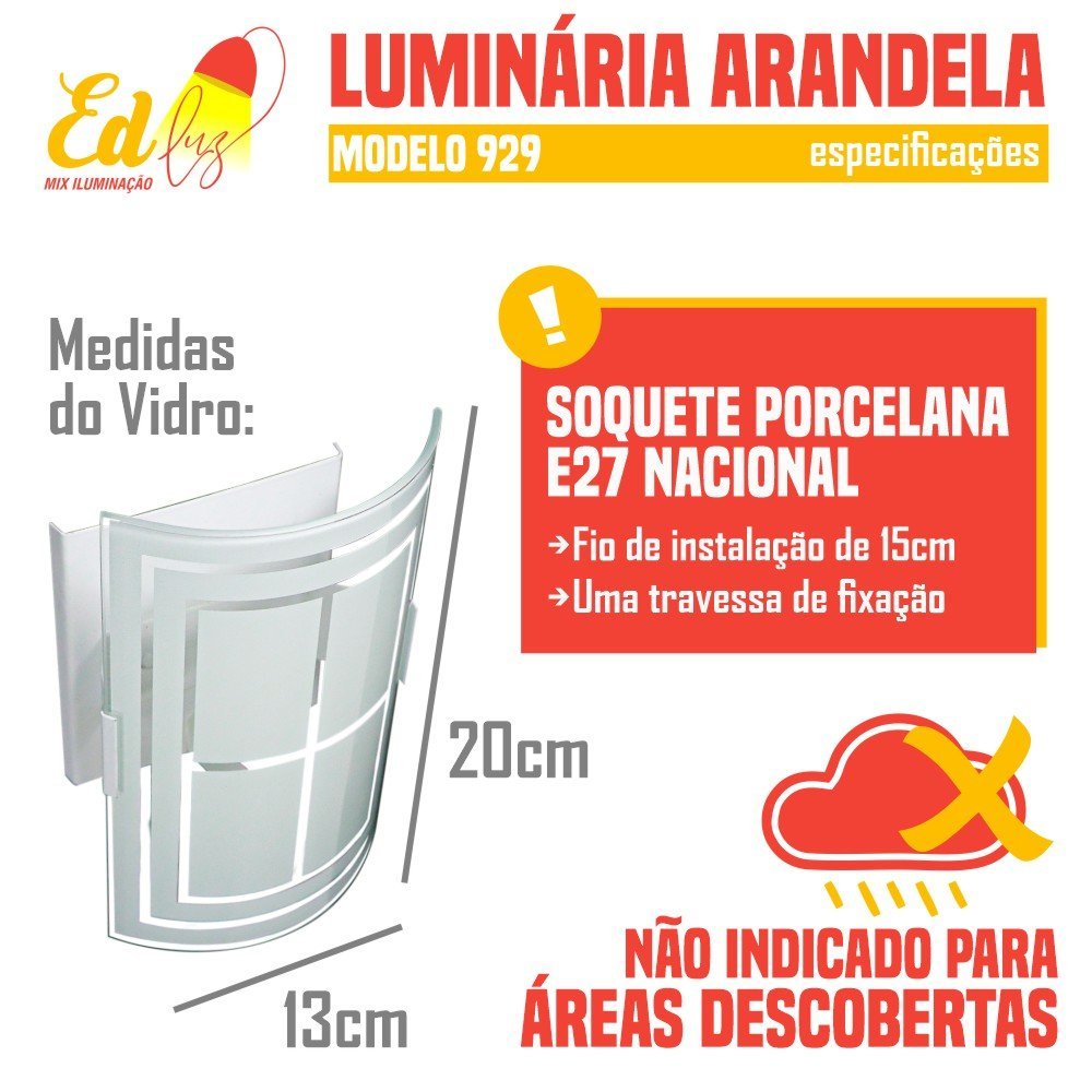 Luminária Arandela Paulistinha Vidros Parede Teto Led Cor Branco 110v/220v - 4