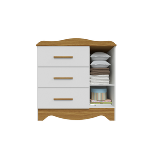 Cômoda Infantil Clara Peroba em 100% Mdf Branco com Amêndoa