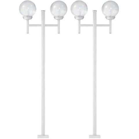 Kit 2 Postes Duplos Luminária Externa para Jardim Alumínio Branco Clássico E27 Global Dital