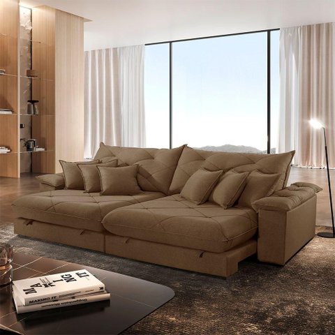 Sofá Ágata Veludo Dois Módulos de 120cm B25 Meu Sofá Online B016 Veludo Marrom