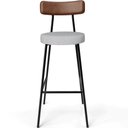 Ver imagem 6 de Kit 05 Banquetas Alta Cozinha Bar Sala De Jantar Milão L02 Couríssimo Marrom Linho Cinza - Lyam Deco