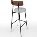 Ver mais imagens de Kit 05 Banquetas Alta Cozinha Bar Sala De Jantar Milão L02 Couríssimo Marrom Linho Cinza - Lyam Deco