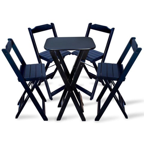 Jogo Dobravel Bistro Com 4 Cadeiras Preto