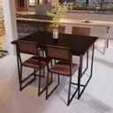 Ver imagem 1 de Conjunto Mesa de Jantar Retangular Preto 4 Cadeiras Preta Riviera Industrial Don Castro Decor Rivier