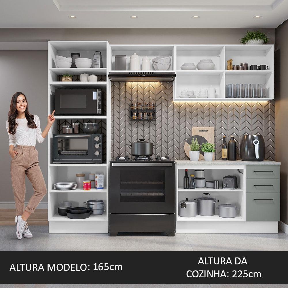 Armário de  Cozinha Completa 270cm Branco/Cinza Agata Madesa 07 - 6