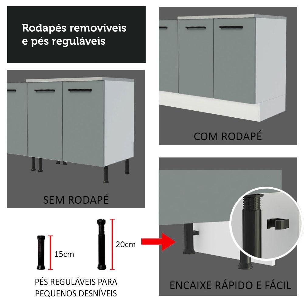 Armário de  Cozinha Completa 270cm Branco/Cinza Agata Madesa 07 - 10