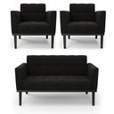 Ver imagem 2 de Conjunto 2 Poltronas e 1 Namoradeira Decorativa Karen Pés Fixo em Madeira Preto Suede Preto G19 - Gr