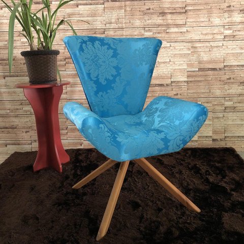 Poltrona Elegance Base Giratória em Jacquard