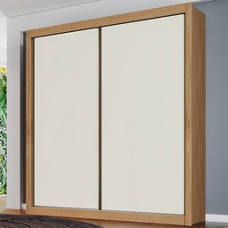 Guarda-Roupa Solteiro Zurique 2 Portas 4 Gavetas 100% Mdf Flex Off White/Amendoa - Europa Móveis - 1