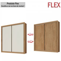 Guarda-Roupa Solteiro Zurique 2 Portas 4 Gavetas 100% Mdf Flex Off White/Amendoa - Europa Móveis - 2