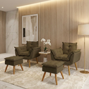 Ver imagem 1 de Kit 2 Poltronas Decorativa e 2 Puffs para Sala Recepção Manicure Consultório Quarto Alice Suede