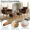 Ver imagem 3 de Kit 2 Poltronas Decorativa e 2 Puffs para Sala Recepção Manicure Consultório Quarto Alice Suede