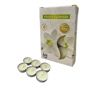 Kit 6 Velas Rechaud Difusor Flutuante Fondue 6 Hrs - Aromas:flores Brancas