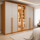 Ver imagem 1 de Guarda Roupa Casal 6 Portas Vidro Refleta e 6 Gavetas MDF com LED Imperiale Premium