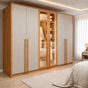 Ver imagem 1 de Guarda Roupa Casal 6 Portas Vidro Refleta e 6 Gavetas 100% MDF com LED Imperiale Premium Yescasa