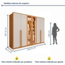 Ver imagem 3 de Guarda Roupa Casal 6 Portas Vidro Refleta e 6 Gavetas MDF com LED Imperiale Premium