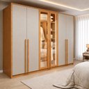 Ver imagem 1 de Guarda Roupa Casal 6 Portas Vidro Refleta e 6 Gavetas MDF com LED Imperiale Premium