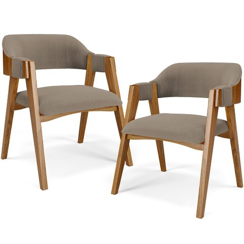 Kit 02 Cadeiras para Sala de Jantar e Estar Living Estofada Suran L02 Bouclê Bege - Lyam Lyam Decor