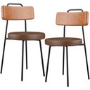 Ver imagem 1 de Kit 02 Cadeiras Decorativas Estofada Para Sala Jantar Barcelona L02 Couríssimo Camel Marrom - Lyam