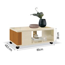 Mesa Decorativa de Centro para Sala Retangular Pratica Cedro/off White - 8