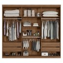 Ver imagem 2 de Guarda Roupa Casal Ripado 6 Portas Buriti Jatobá Grafite Acetinado com Espelho - Santos Andirá