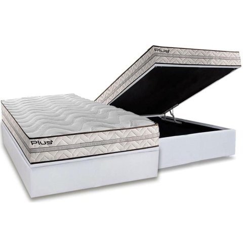 Cama Box Baú Casal: Colchão Ortopédico Paropas D33 Pasquale Plus + Base Crc Linhão White (