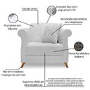Ver imagem 4 de Kit Poltrona E Sofá 2 Lugares 1,80M Cinza Pés Castanho