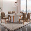 Ver imagem 1 de Mesa de Jantar Isadora 180cm Tampo MDF Vidro Canto Copo com 6 Cadeiras Yasmin