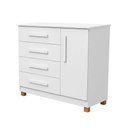 Ver imagem 5 de Gaveteiro Cômoda Grécia 4 Gavetas com Porta e Nichos Organização de Roupas para Quarto - Branco