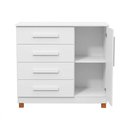 Ver imagem 6 de Gaveteiro Cômoda Grécia 4 Gavetas com Porta e Nichos Organização de Roupas para Quarto - Branco