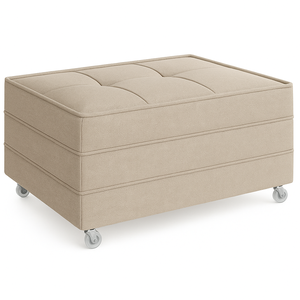 Puff Cama Solteiro Dobravel com Rodízios Linho Lindecor