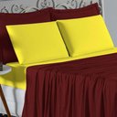 Ver imagem 3 de Jogo de Cama Casal Viúva Nobre 4 Peças Malha 100% Algodão - Vinho / Amarelo