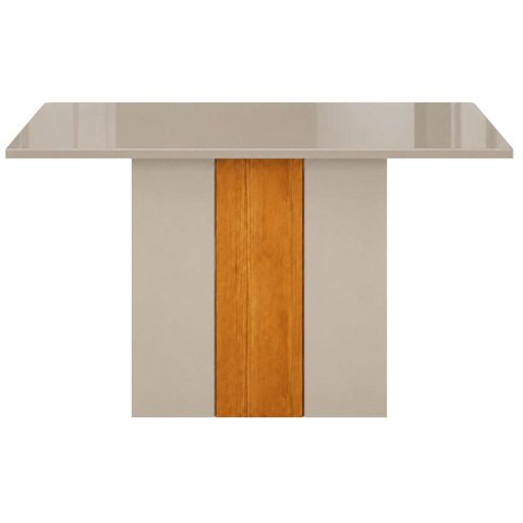 Mesa de Jantar Doha 120x80 Canto Reto com Vidro Off White Cinamomo Off White - Leifer