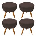 Ver imagem 1 de Kit 4 Puffs Banqueta Redonda Nina Suede Marrom