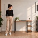 Ver imagem 5 de Mesa Bela Preto/Imbuia MDF e Aço Carbono Industrial 110cm