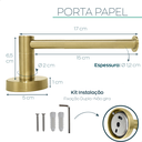 Ver imagem 4 de Porta Papel Higienico Dourado Escovado Papeleira de Parede Aço Inox Suporte Papel Acessório Banheiro