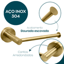 Ver imagem 3 de Porta Papel Higienico Dourado Escovado Papeleira de Parede Aço Inox Suporte Papel Acessório Banheiro