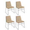 Ver imagem 1 de Kit 4 Cadeiras Decorativa Sala de Jantar Anne Linho Bege - Gran Belo