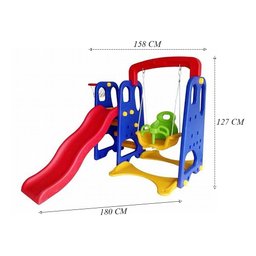 Playground Infantil 3x1 Crianças com Cesta de Basquete e Balanço Azul/vermelho/amarelo G31 - Encantu - 6