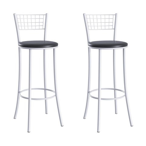 Kit 2 Banquetas Altas Aço com Assento Estofado Multimóveis Cr50262 Branco/preto