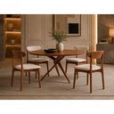 Ver imagem 1 de Sala de Jantar Pisa 4 Lugares Tampo em Madeira Maciça com Design Escultural Cinamomo 120cm