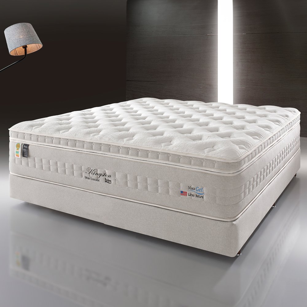 Cama Box Casal Branco + Colchão Molas Ensacadas Látex Visco Gel Kingston 138x188x68cm - 2