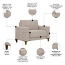 Ver imagem 5 de Sofá 3 Lugares 214cm com 02 Poltronas Zaire M22 Linho Cru - Mpozenato