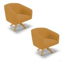 Ver imagem 2 de Poltrona Sala Decorativa Kit 2 Stella Base de Madeira Giratória Ma30 Veludo D03 - D’Rossi