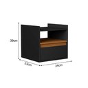 Ver imagem 5 de Mesa de Cabeceira Minerva Suspensa Estilo Retrô para Quarto com Porta - Preto/Naturale